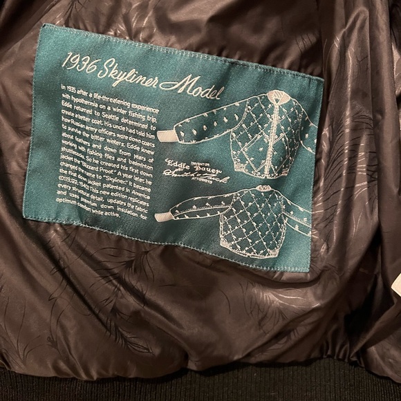 NWOT Eddie Bauer Charcoal Quilted Down Fabric Bomber Jacket - Picture 7 of 14